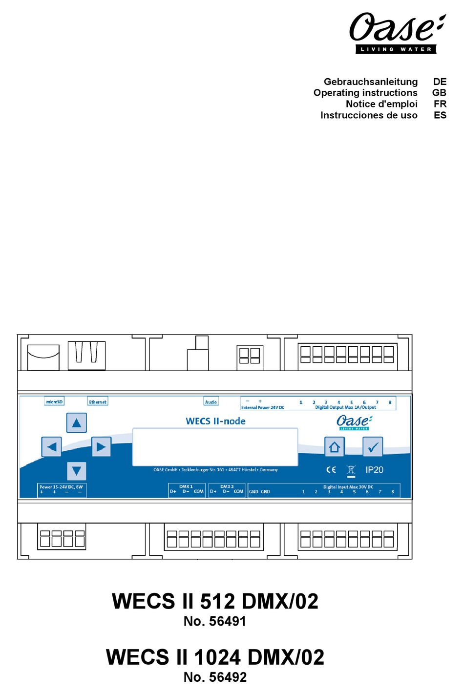 OASE WECS II 512 DMX/02 OPERATING INSTRUCTIONS MANUAL Pdf Download