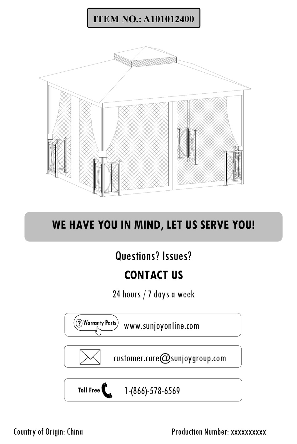 SUNJOY A101012400 MANUAL Pdf Download 