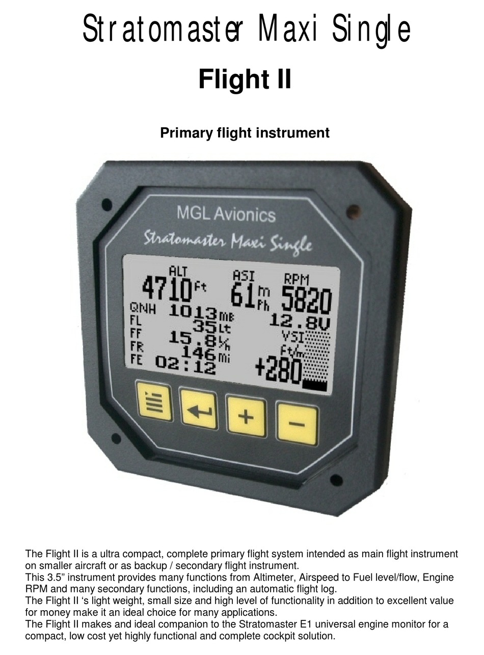 MGL AVIONICS STRATOMASTER MAXI SINGLE FLIGHT II MANUAL Pdf Download ...