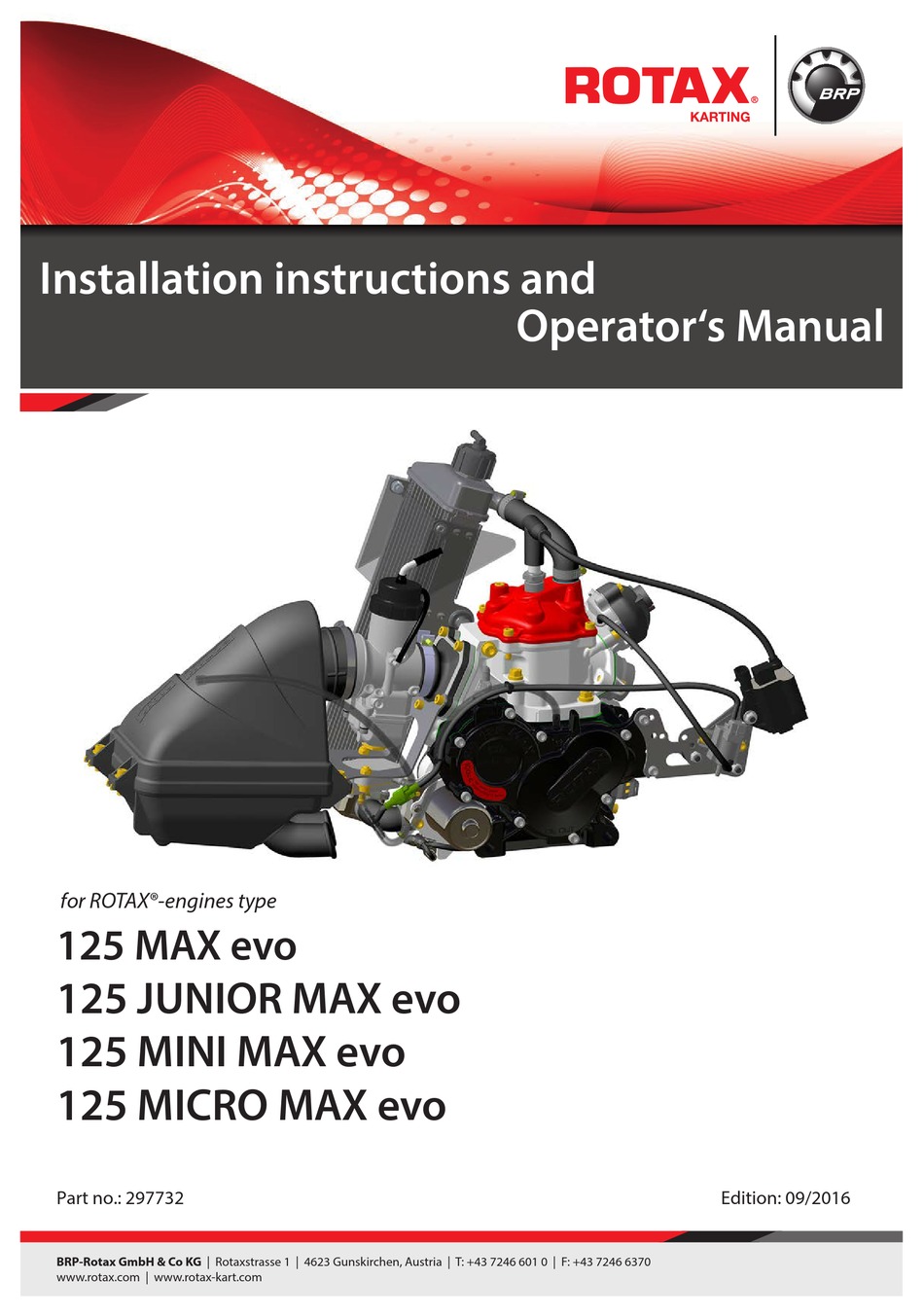 BRP ROTAX 125 MAX EVO INSTALLATION INSTRUCTIONS AND OPERATORS MANUAL