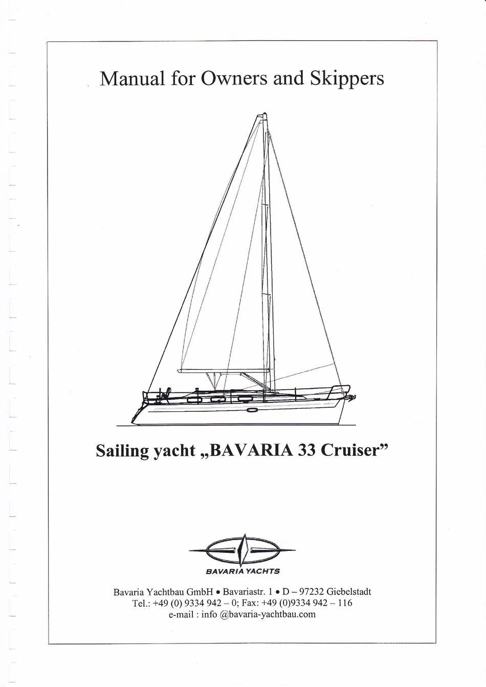 bavaria yacht owners manual