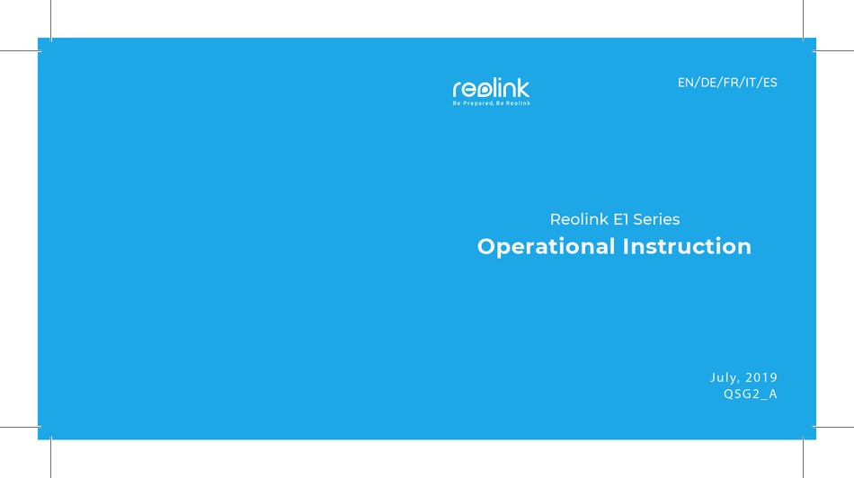 REOLINK E1 SERIES OPERATIONAL INSTRUCTION Pdf Download | ManualsLib