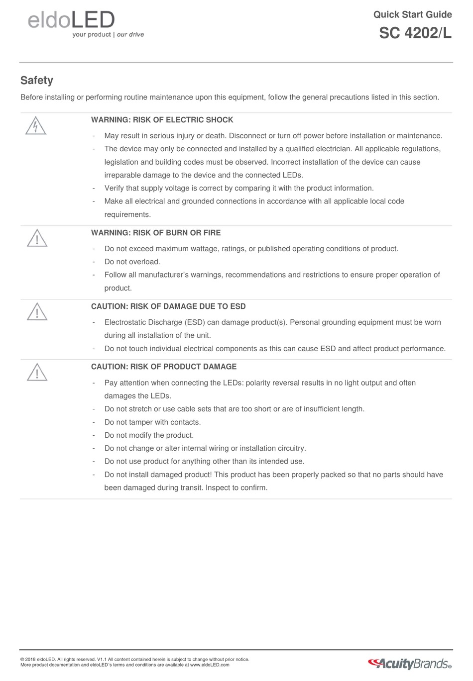 ACUITY BRANDS ELDOLED SC 4202/L QUICK START MANUAL Pdf Download