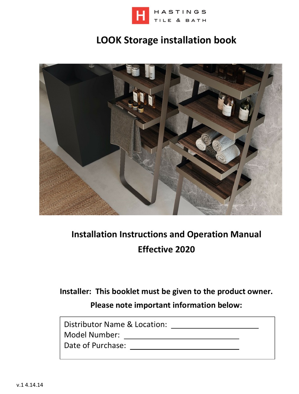 HASTINGS LOOK STORAGE INSTRUCTION AND INSTALLATION BOOK Pdf Download