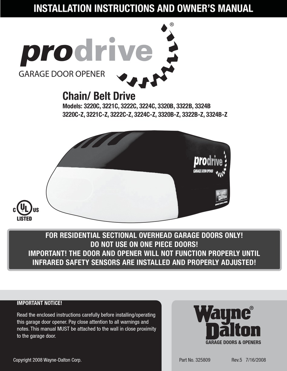 Wayne Dalton Prodrive 3220c Installation Instructions And Owner S Manual Pdf Download Manualslib [ 1229 x 950 Pixel ]