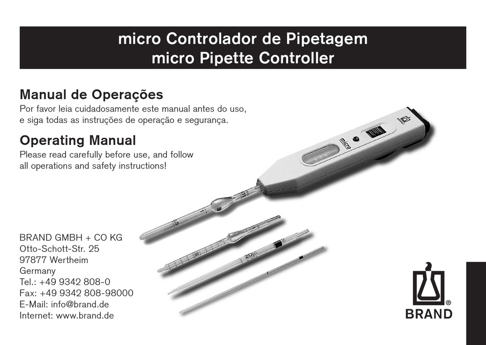 BRAND MICRO PIPETTE CONTROLLER OPERATING MANUAL Pdf Download ManualsLib