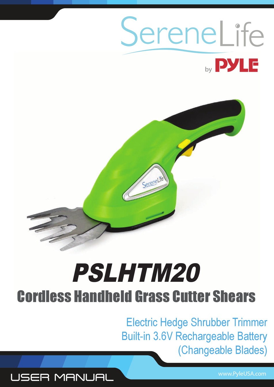 SereneLife PSLHTM20 3.6V Cordless Handheld Grass Cutter Electric Hedge Trimmer 