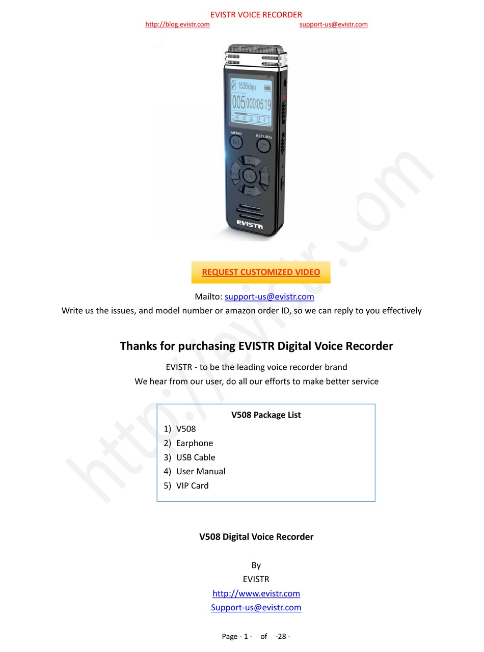 EVISTR V508 MANUAL Pdf Download ManualsLib