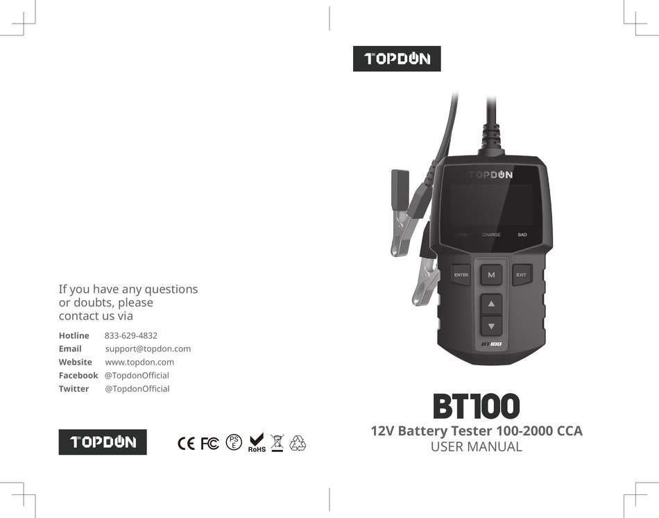 TOPDON BT100 USER MANUAL Pdf Download ManualsLib
