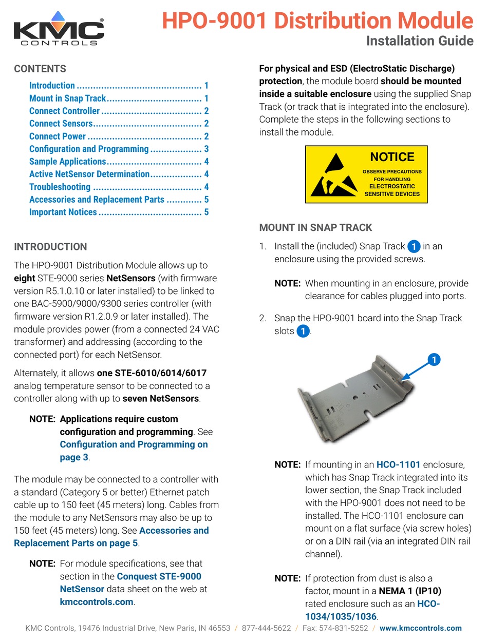 Kmc Controls Hpo 9001 Installation Manual Pdf Download Manualslib 