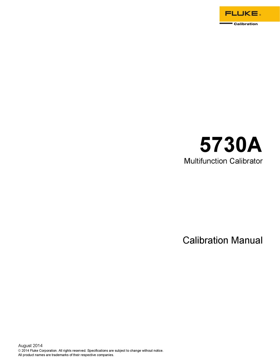 Fluke 5730a Calibration Manual Pdf Download Manualslib