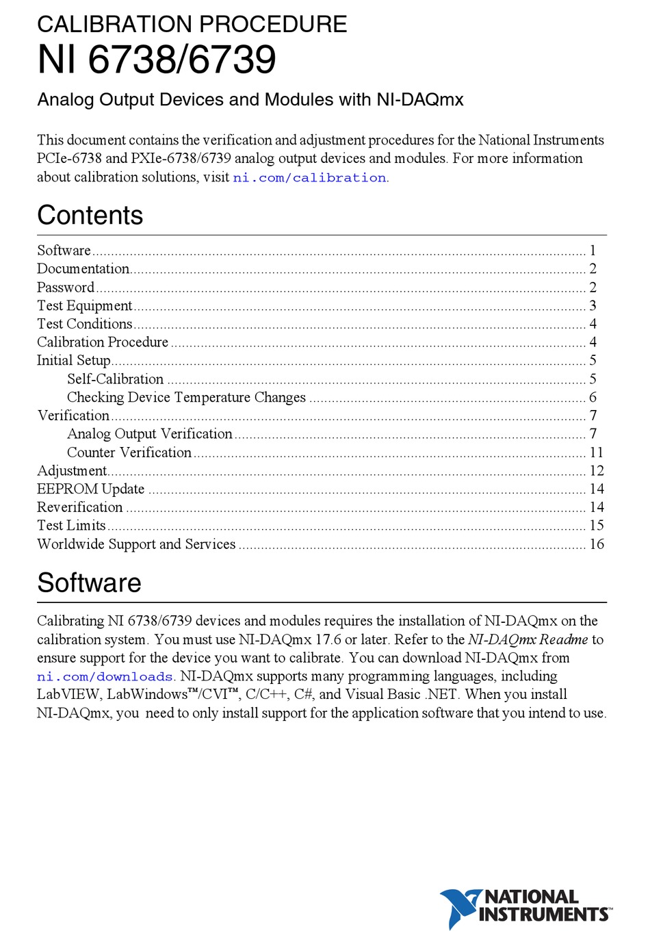 NATIONAL INSTRUMENTS 6738 CALIBRATION PROCEDURE Pdf Download | ManualsLib