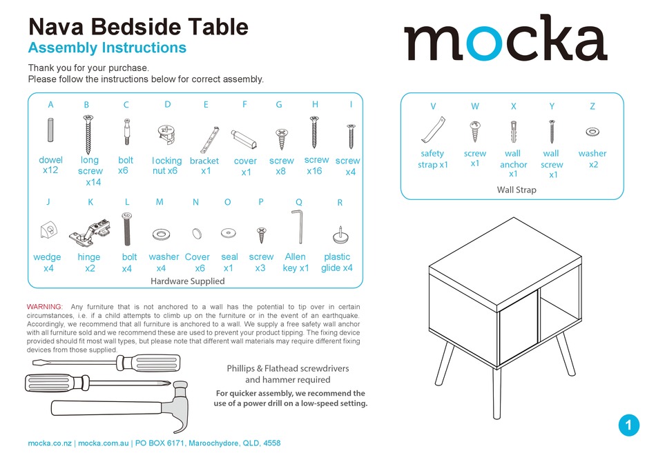 MOCKA NAVA BEDSIDE TABLE ASSEMBLY INSTRUCTIONS MANUAL Pdf Download