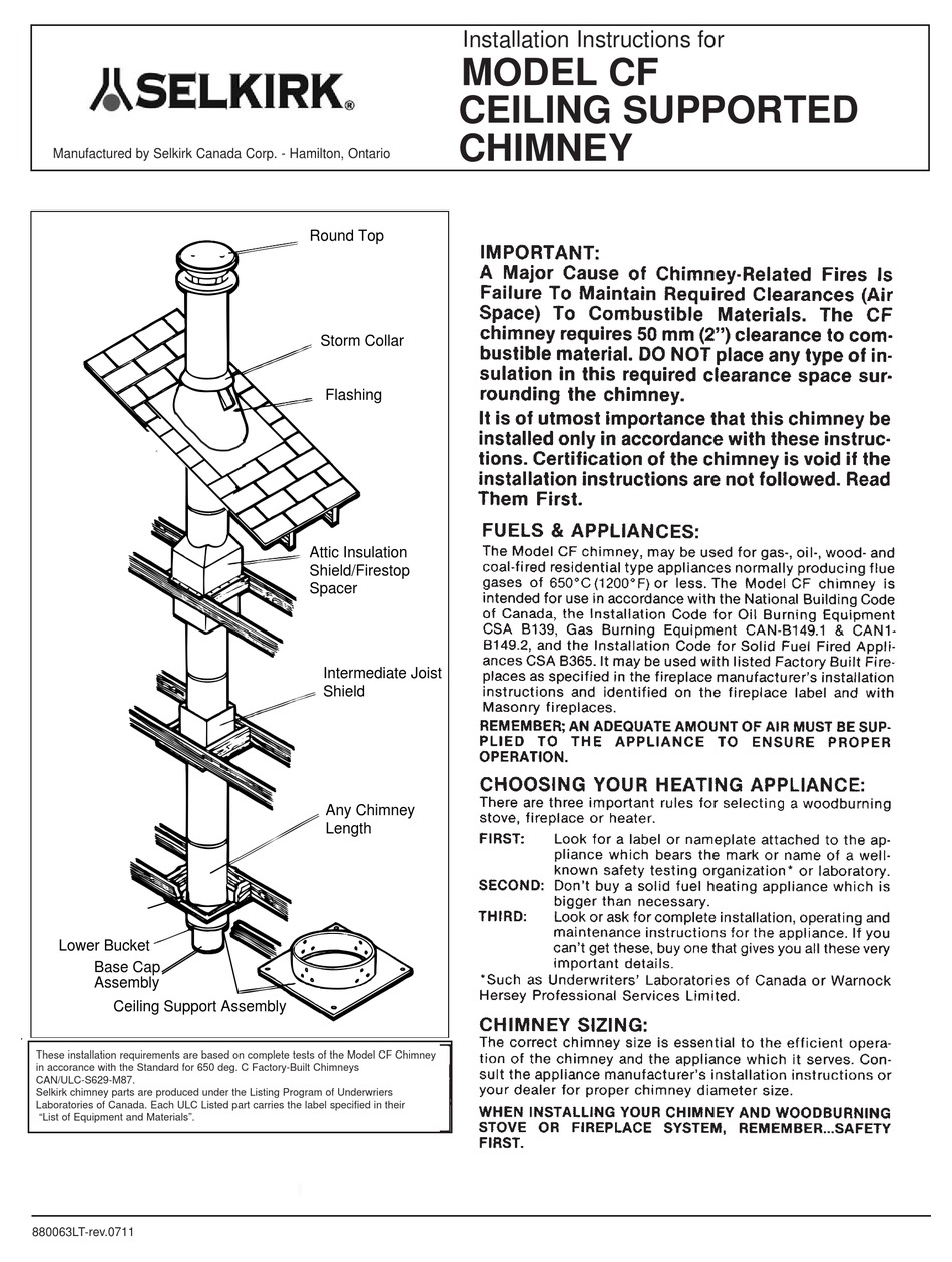 SELKIRK CF INSTALLATION INSTRUCTIONS MANUAL Pdf Download ManualsLib