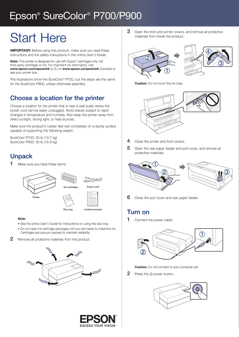 Epson Surecolor P700 Quick Start Manual Pdf Download Manualslib 3379