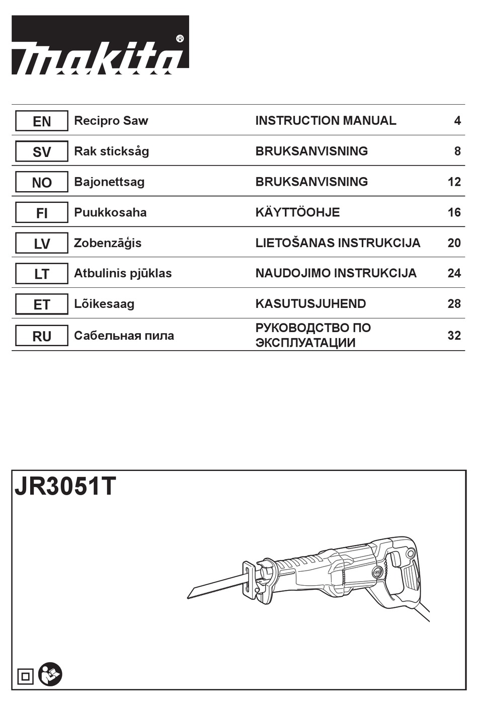 MAKITA JR3051T INSTRUCTION MANUAL Pdf Download ManualsLib