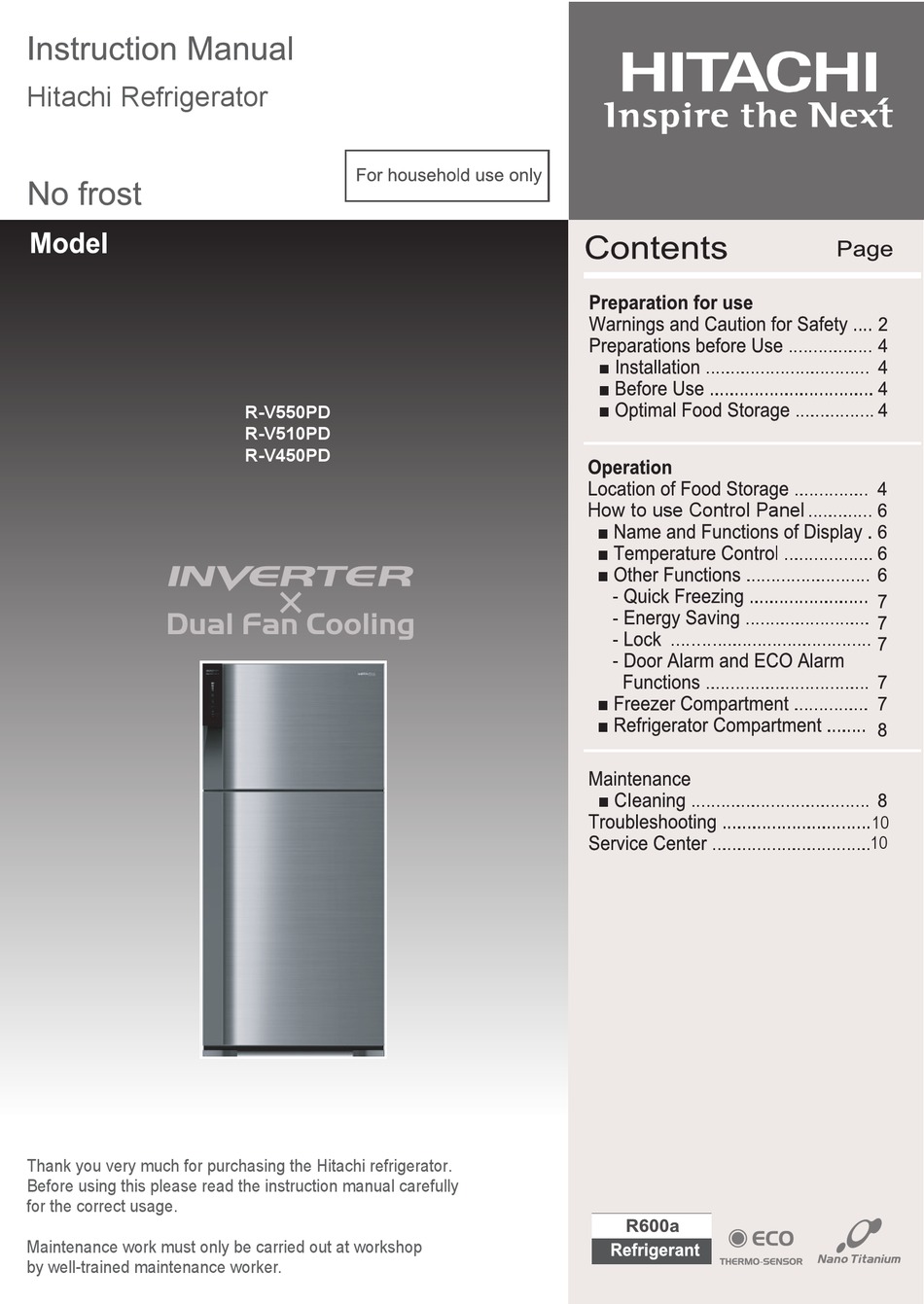 Hitachi R V550pd Instruction Manual Pdf Download Manualslib