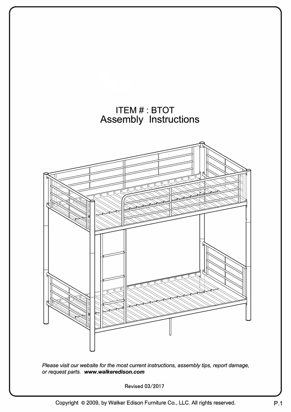 WALKER EDISON BTOT SERIES ASSEMBLY INSTRUCTIONS MANUAL Pdf Download