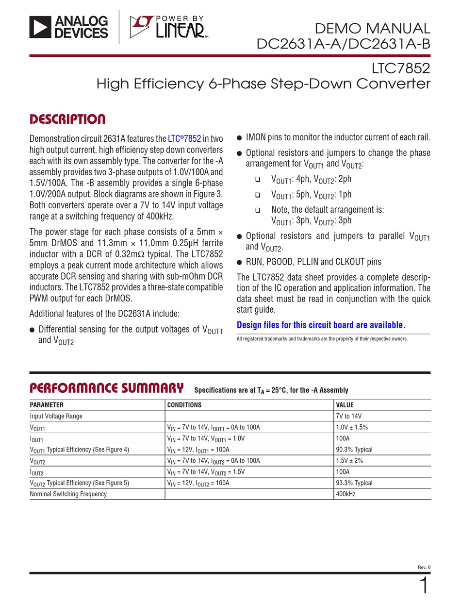LINEAR ANALOG DEVICES DC2631A DEMO MANUAL Pdf Download ManualsLib