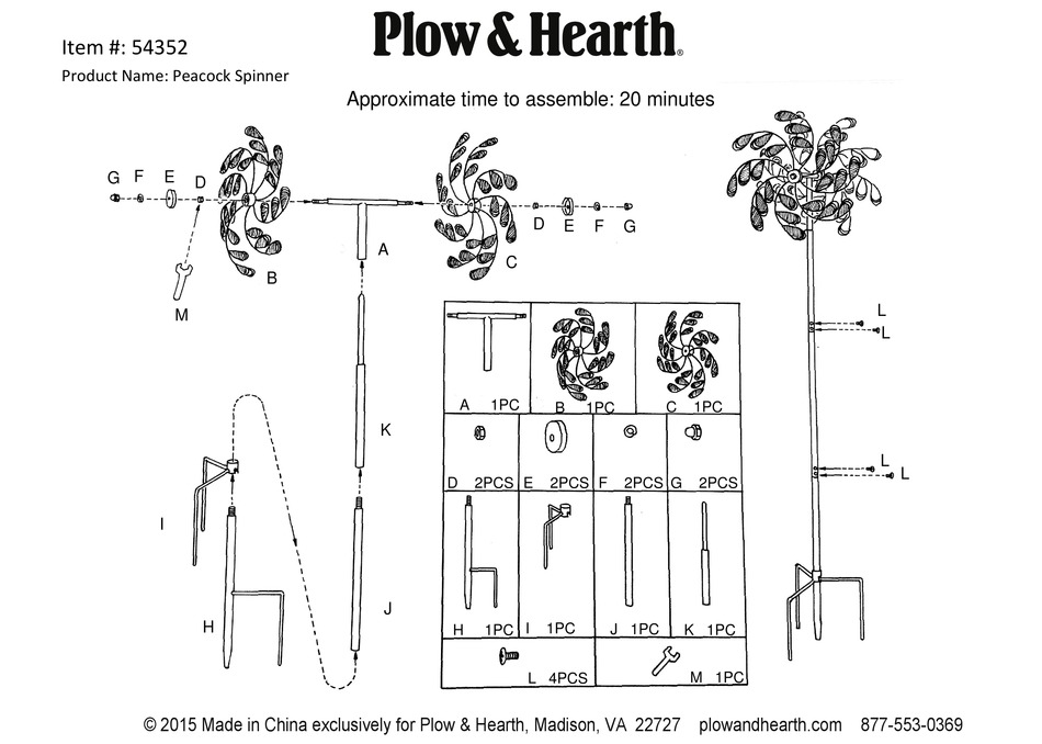 PLOW & HEARTH PEACOCK SPINNER ASSEMBLY INSTRUCTIONS Pdf Download
