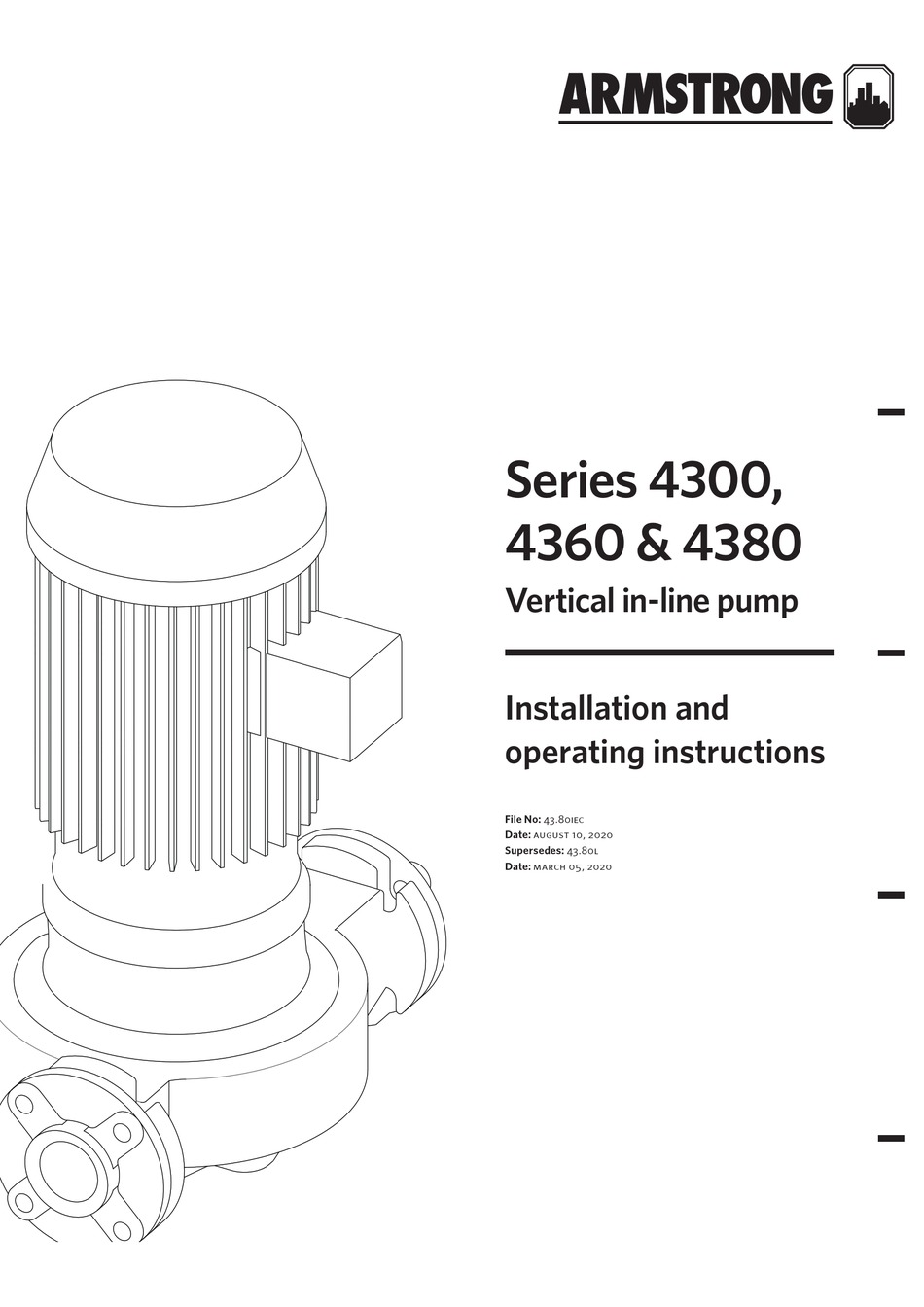 ARMSTRONG 4300 SERIES INSTALLATION AND OPERATING INSTRUCTIONS MANUAL