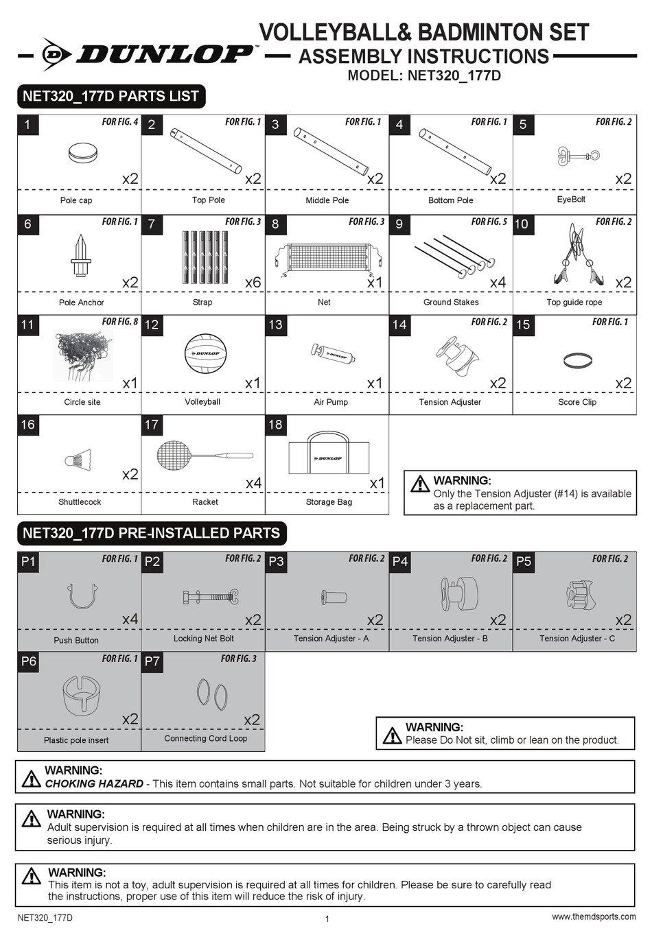DUNLOP NET320177D ASSEMBLY INSTRUCTIONS MANUAL Pdf Download ManualsLib