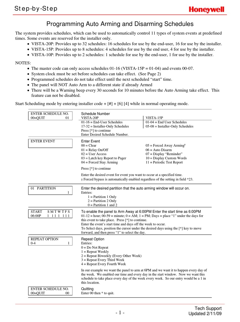 honeywell vista 20p user manual pdf