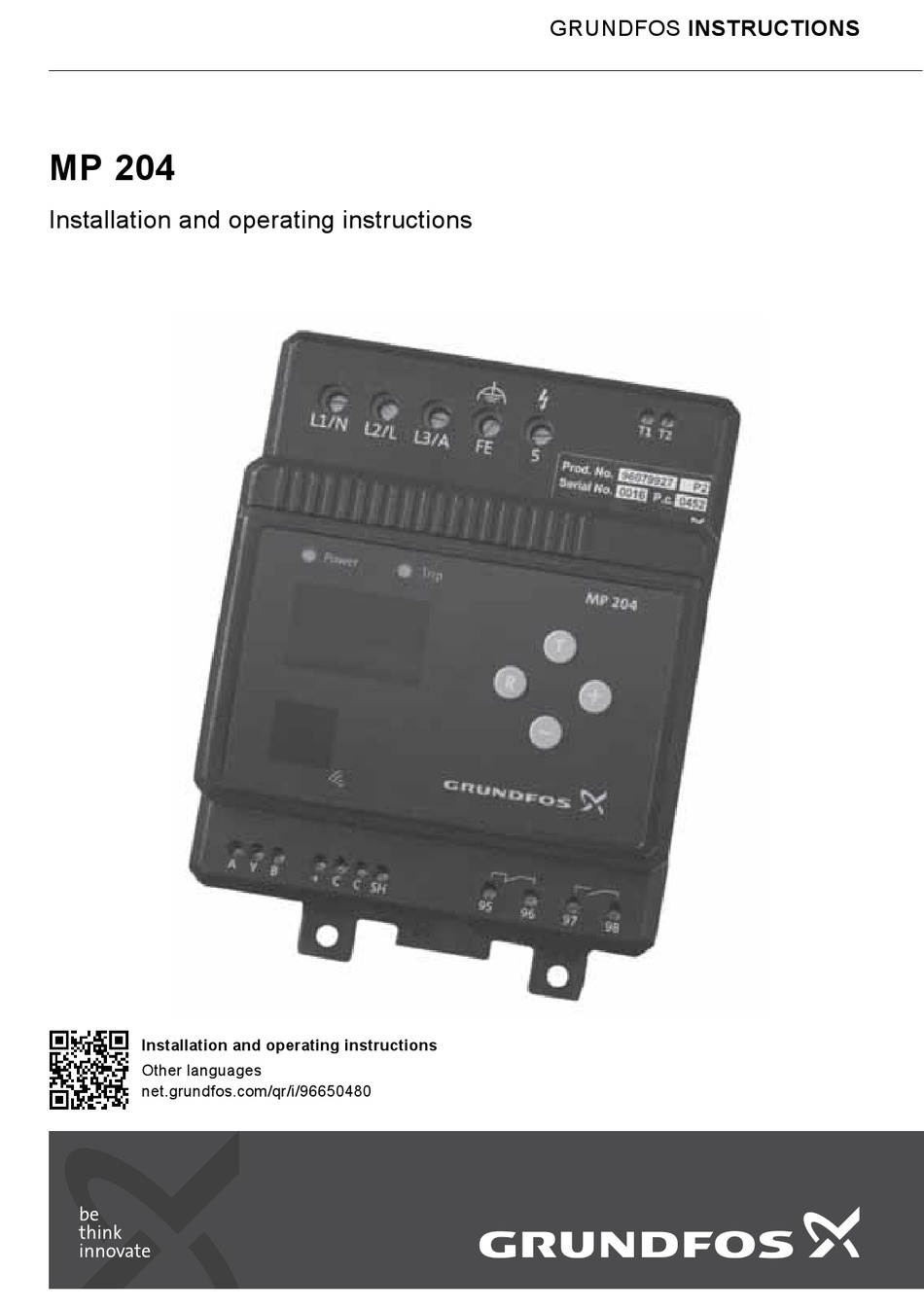 GRUNDFOS MP 204 INSTALLATION AND OPERATING INSTRUCTIONS MANUAL Pdf ...