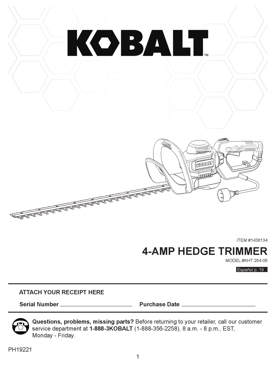 KOBALT KHT 264-06 OPERATOR'S MANUAL Pdf Download | ManualsLib