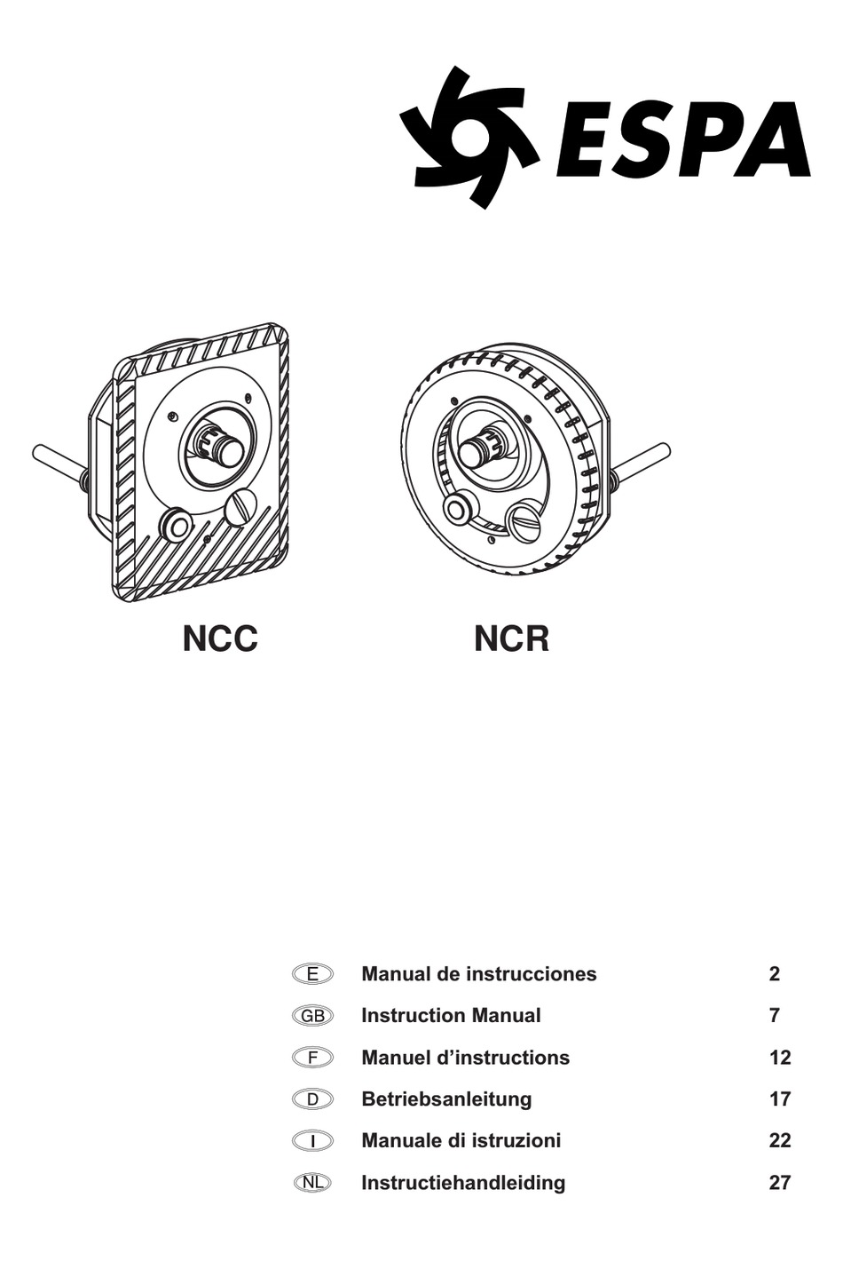 ESPA NCC INSTRUCTION MANUAL Pdf Download ManualsLib