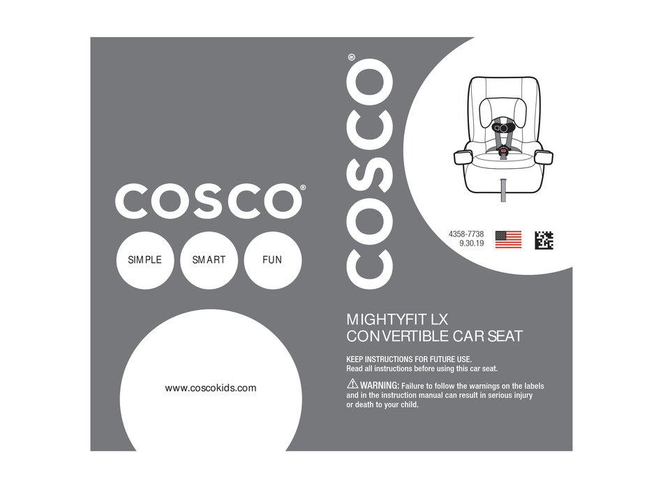 Cosco Mightyfit Lx Instructions For Use, Cosco Mighty Fit 65 Convertible Car Seat Installation