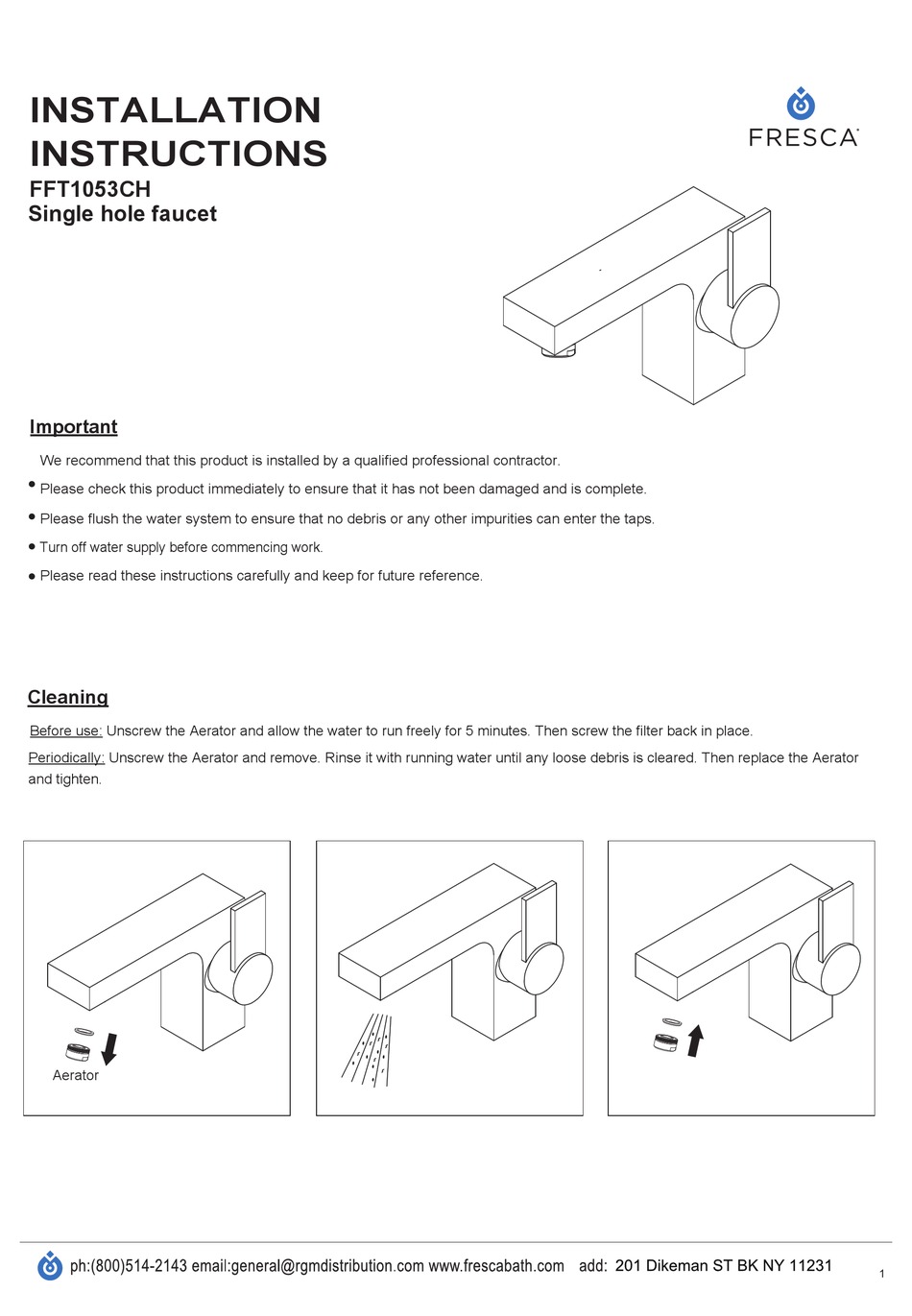 FRESCA FFT1053CH INSTALLATION INSTRUCTIONS Pdf Download ManualsLib