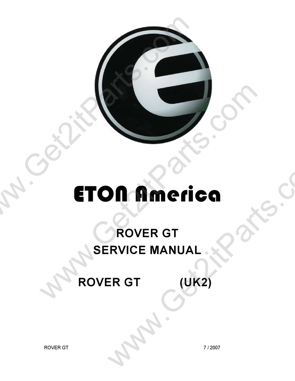 ETON AMERICA ROVER GT SERVICE MANUAL Pdf Download ManualsLib