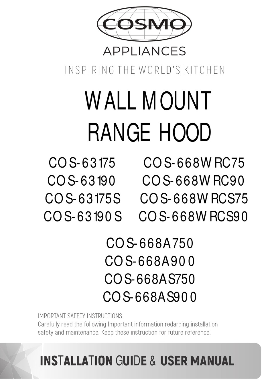 COSMO COS63175 INSTALLATION MANUAL & USER MANUAL Pdf Download ManualsLib