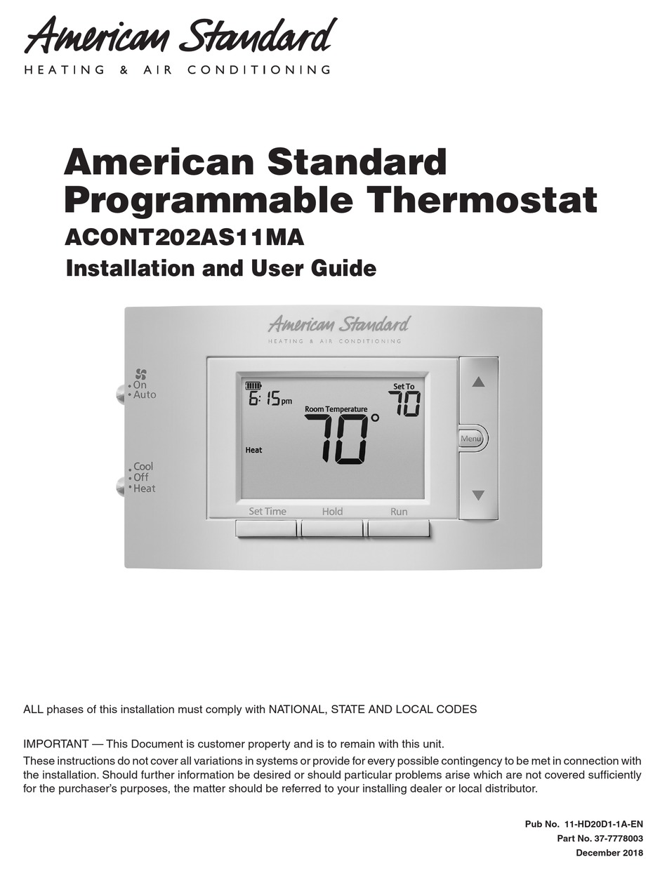 American Standard Acont202as11ma, American Standard 824 Thermostat Wiring Diagram