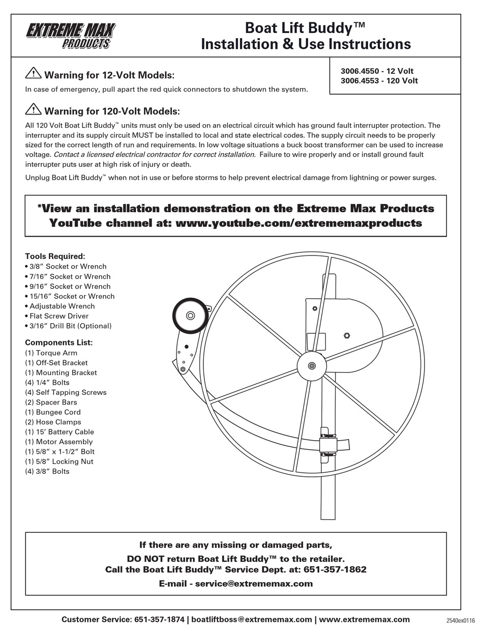 EXTREME MAX BOAT LIFT BUDDY INSTALLATION USE INSTRUCTIONS Pdf 