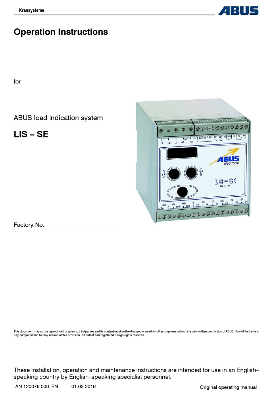 Abus Lis Se Operation Instructions Manual Pdf Download Manualslib