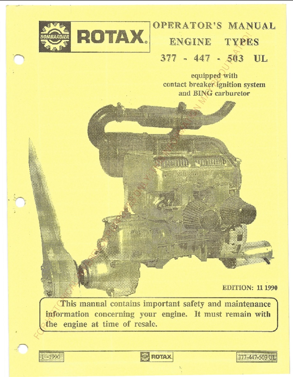 BOMBARDIER-ROTAX 377 UL OPERATOR'S MANUAL Pdf Download | ManualsLib