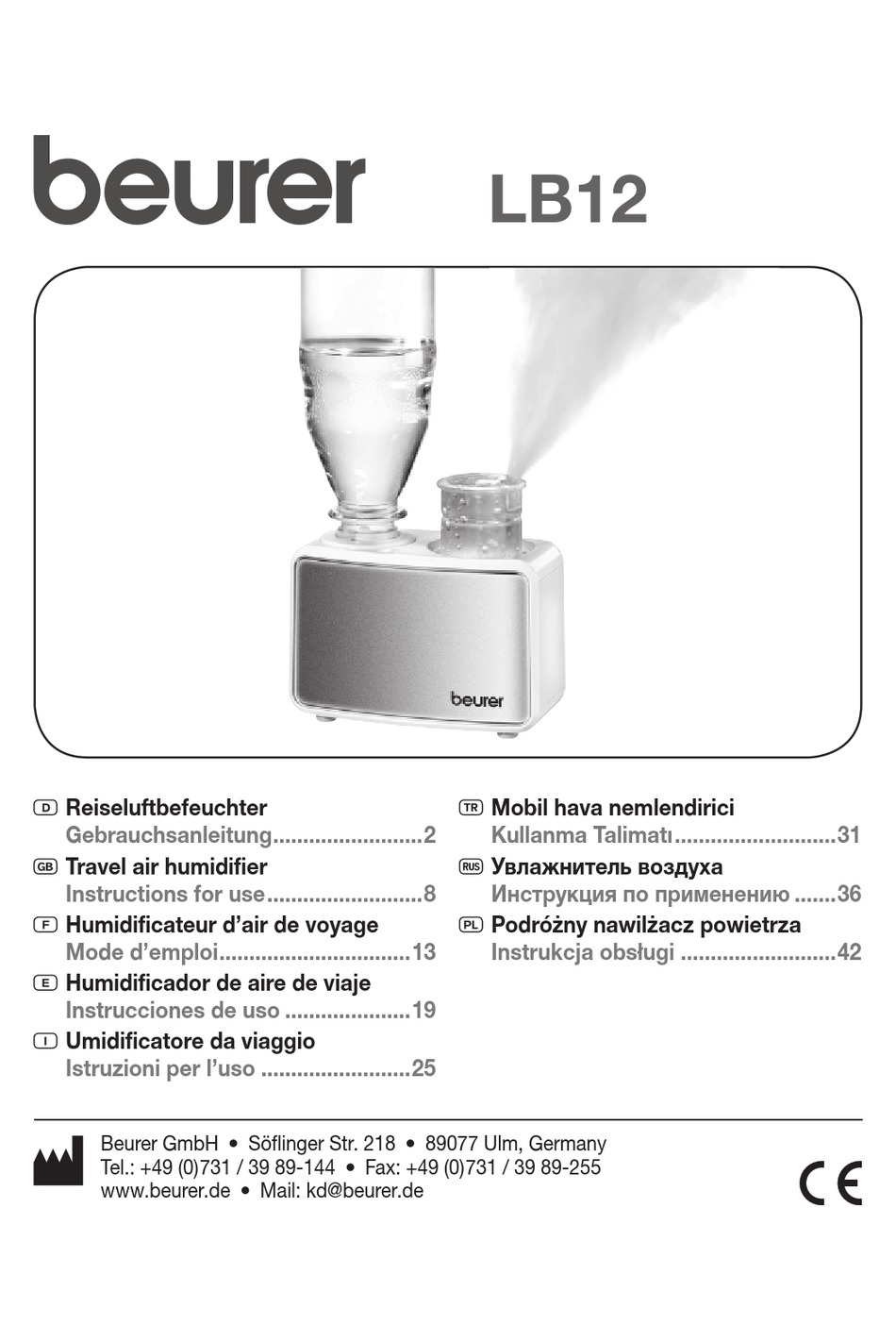 Увлажнитель воздуха инструкция по применению. Увлажнитель воздуха Beurer lb 12. Увлажнитель Beurer lb12 680.05. Увлажнитель воздуха Beurer GMBH 89077 Ulm Germany. Увлажнитель воздуха Beurer lb60 инструкция.