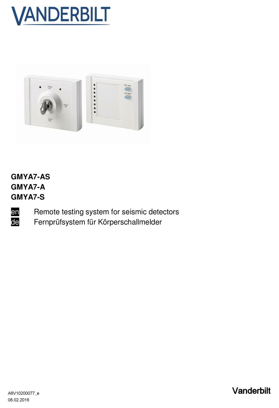 VANDERBILT GMYA7AS MANUAL Pdf Download ManualsLib