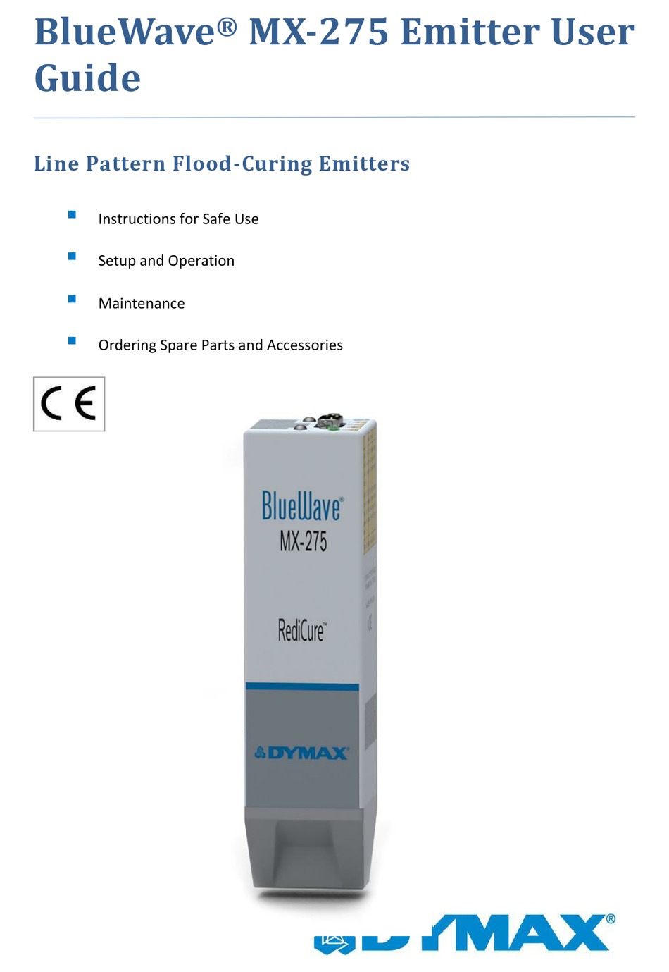 DYMAX BLUEWAVE MX275 SERIES USER MANUAL Pdf Download ManualsLib