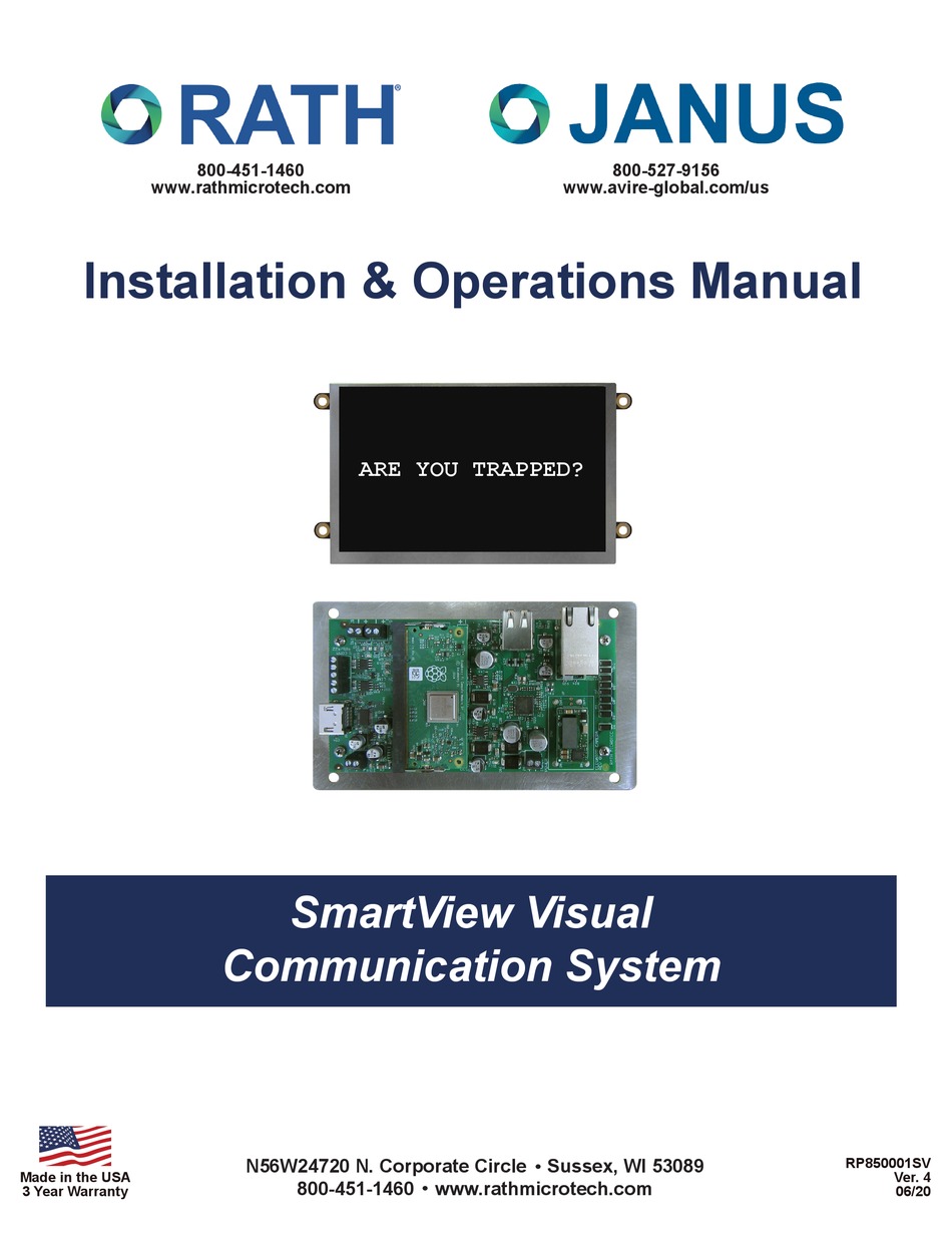 RATH JANUS SMARTVIEW VISUAL INSTALLATION & OPERATION MANUAL Pdf