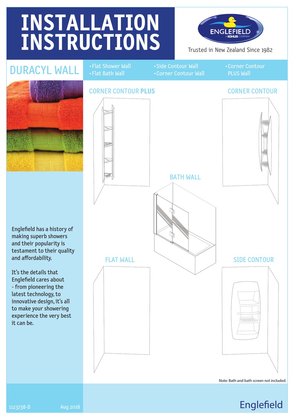 ENGLEFIELD FLAT SHOWER WALL INSTALLATION INSTRUCTIONS MANUAL Pdf