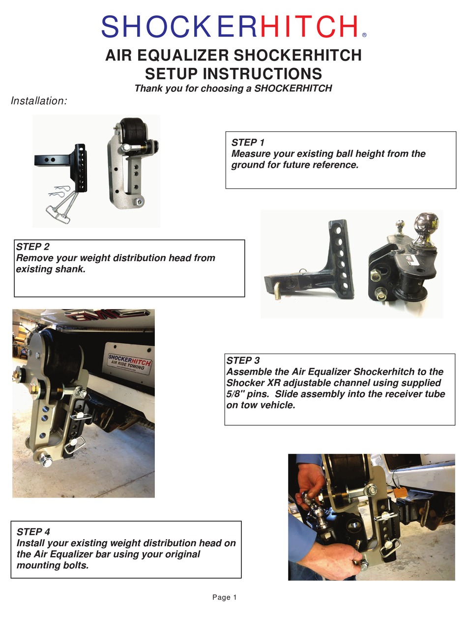 SHOCKERHITCH AIR EQUALIZER SETUP INSTRUCTIONS Pdf Download ManualsLib