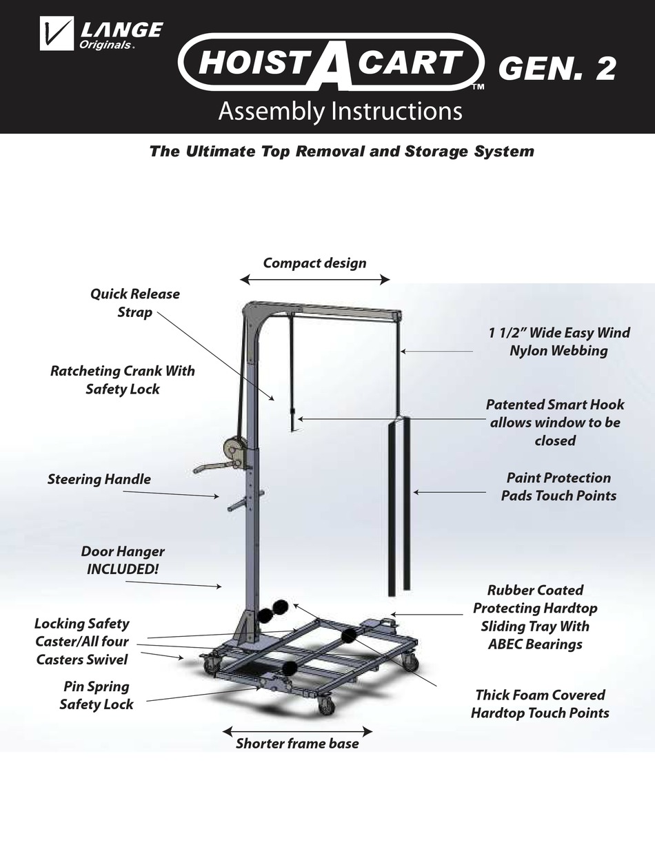 LANGE ORIGINALS HOIST A CART GEN. 2 ASSEMBLY INSTRUCTIONS MANUAL Pdf