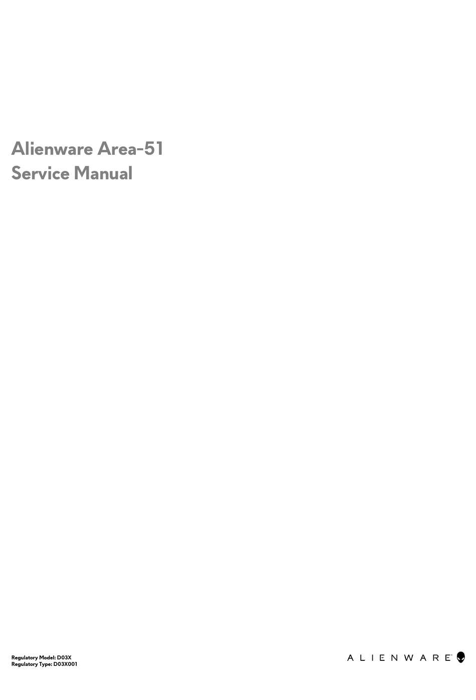 ALIENWARE AREA-51 SERVICE MANUAL Pdf Download | ManualsLib