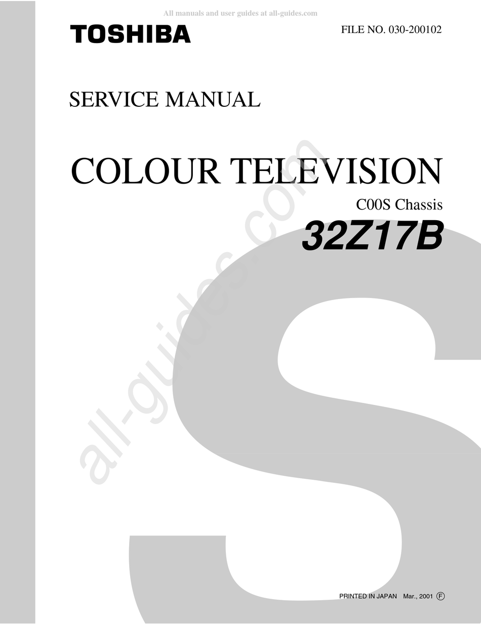 TOSHIBA 32Z17B SERVICE MANUAL Pdf Download | ManualsLib