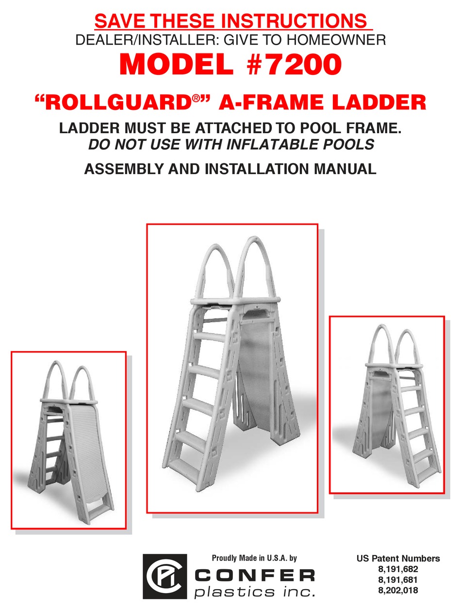 CONFER PLASTICS ROLLGUARD 7200 ASSEMBLY AND INSTALLATION MANUAL Pdf