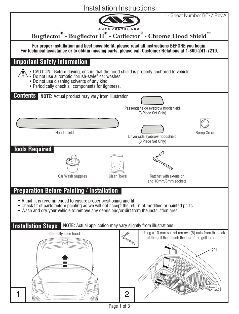 AUTO VENTSHADE BUGFLECTOR INSTALLATION INSTRUCTIONS MANUAL Pdf Download