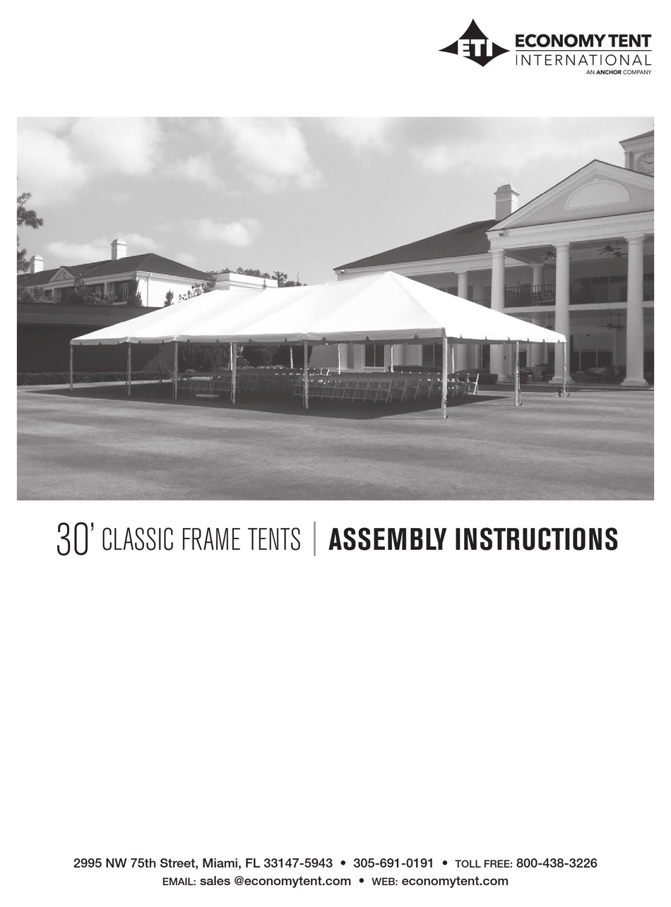 ANCHOR ETI 30’CLASSIC FRAME TENTS ASSEMBLY INSTRUCTIONS MANUAL Pdf